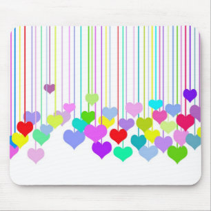 Hanging Hearts On White Mouse Pad