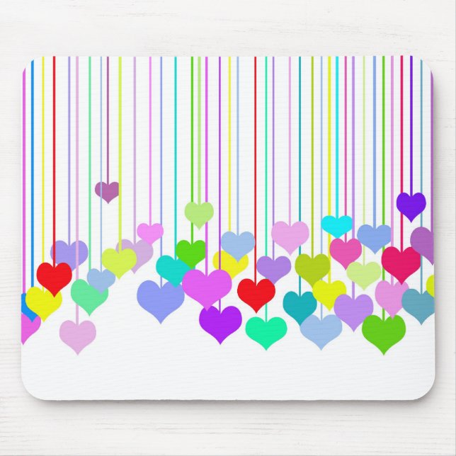Hanging Hearts On White Mouse Pad (Front)