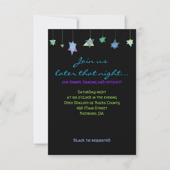 HANGING HEBREW LETTERS Bat Bar Mitzvah Invitation (Front)