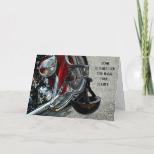 Hanging Helmet V-Twin Motorcycle Anniversary Card