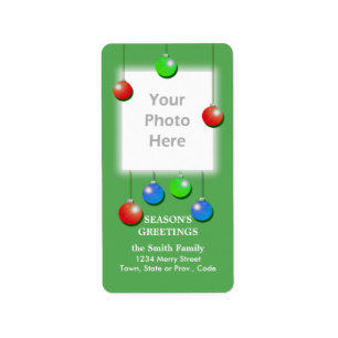 Hanging Holiday Ornaments Tall Photo Label