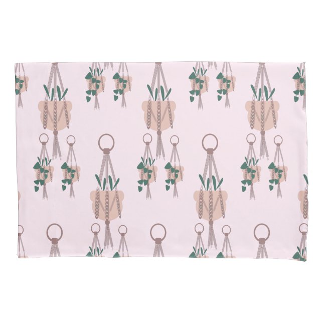 Hanging House Plants Pink Pillowcase (Front)