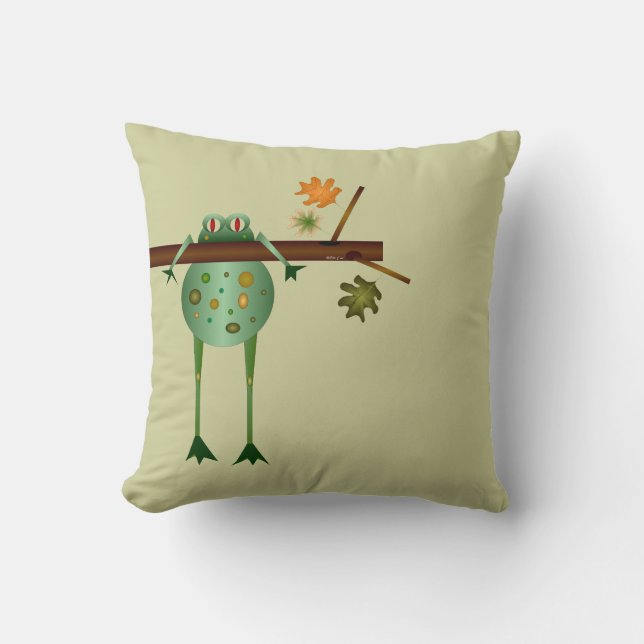 Hanging In There Tree Frog Pillow (Front)