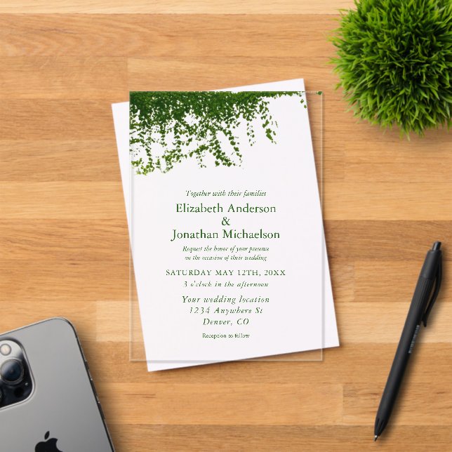 Hanging Ivy Greenery Wedding Acrylic Invitations (Insitu (Invitation Card))