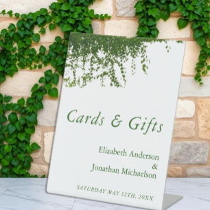 Hanging Ivy Greenery Wedding Pedestal Sign