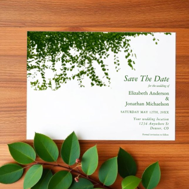 Hanging Ivy Greenery Wedding Save The Date (Creator Uploaded)