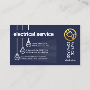 Hanging Lightbulbs Gold Power Plug Business Card