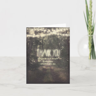 hanging lights and trees wedding thank you cards