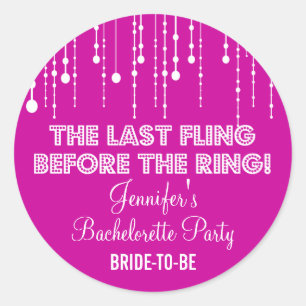 Hanging Lights Bachelorette Party Round Sticker
