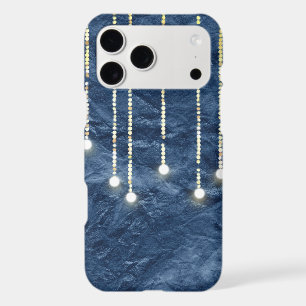 hanging lights glowing on navy blue texture