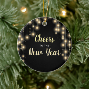 Hanging Lights New Year's Eve Holiday Ceramic Ornament