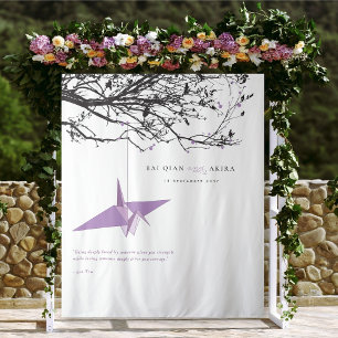 Hanging Lilac Paper Crane Wedding Photo Backdrop Tapestry