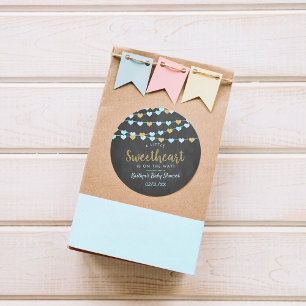 Hanging Love Hearts Little Sweetheart Baby Shower Classic Round Sticker
