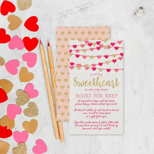 Hanging Love Hearts Little Sweetheart Baby Shower Enclosure Card