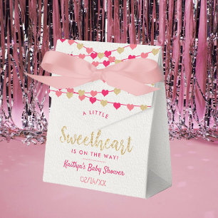 Hanging Love Hearts Little Sweetheart Baby Shower Favour Box