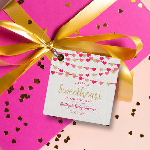 Hanging Love Hearts Little Sweetheart Baby Shower Favour Tags