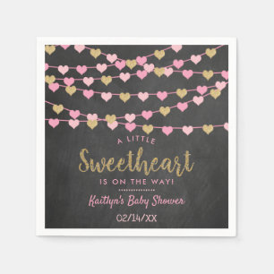 Hanging Love Hearts Little Sweetheart Baby Shower Napkin