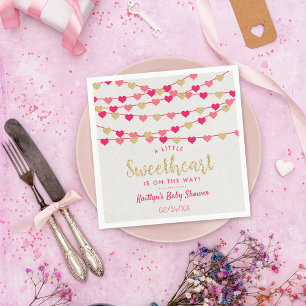 Hanging Love Hearts Little Sweetheart Baby Shower Napkin