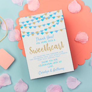 Hanging Love Hearts Little Sweetheart Baby Shower Thank You Card