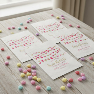 Hanging Love Hearts Little Sweetheart Birthday Favour Bag