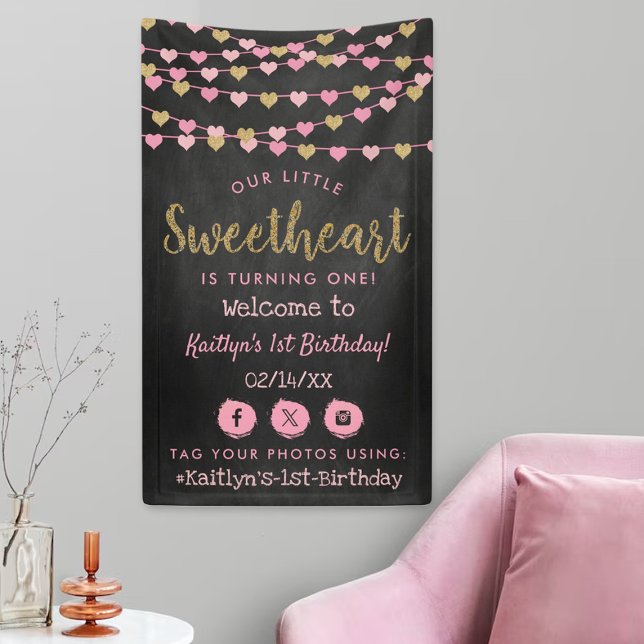 Hanging Love Hearts Sweetheart Birthday Welcome Banner (Creator Uploaded)