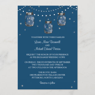 Hanging Mason Jars and Fireflies Invitation