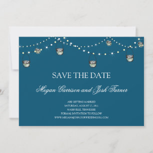 Hanging Mason Jars on String of Lights STD Save The Date