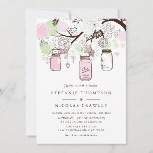 Hanging Mason Jars Wedding Invitation