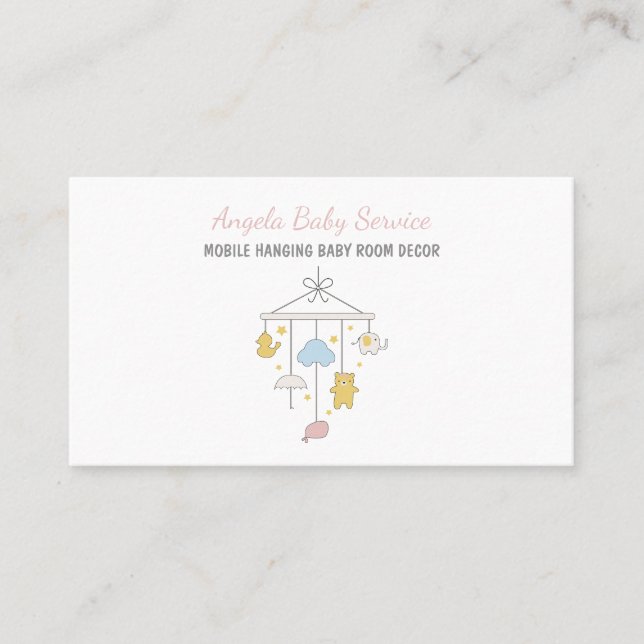 Hanging Mobile Baby Crib Room Decor Business Card (Front)