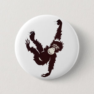 Hanging Monkey 6 Cm Round Badge