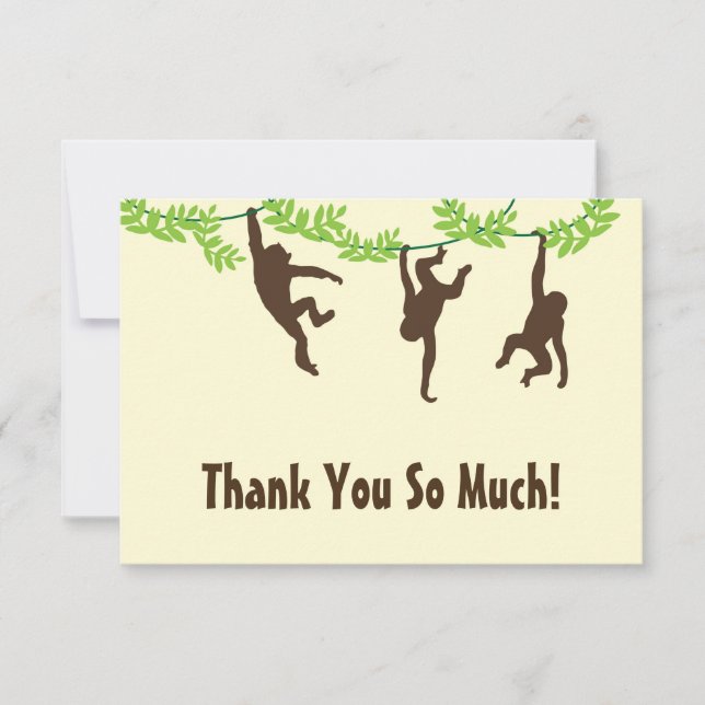 Hanging Monkey Thank You Card (Front)
