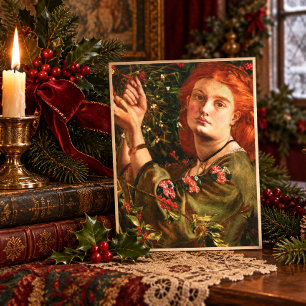 Hanging Of The Mistletoe by Dante Gabriel Rossetti Holiday Postcard