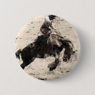 Hanging On - Bronco Busting Champ 6 Cm Round Badge