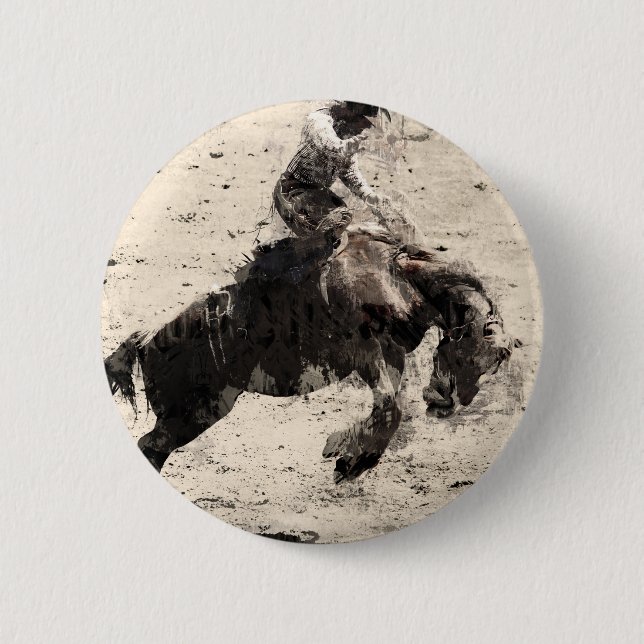 Hanging On - Bronco Busting Champ 6 Cm Round Badge (Front)