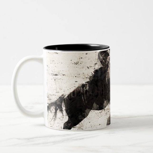 Hanging On - Bronco Busting Champ Two-Tone Coffee Mug (Left)