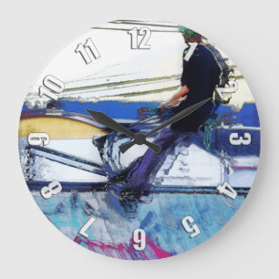 Hanging On - Stunt Scooter Artwork Large Clock
