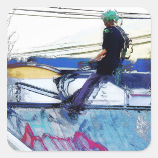 Hanging On - Stunt Scooter Artwork Square Sticker