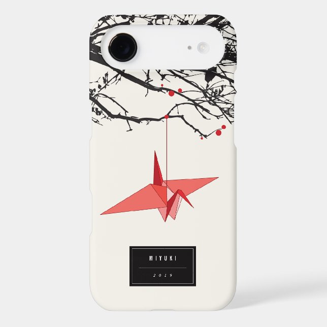 Hanging Origami Red Paper Cranes Branches Zen Case (Back)