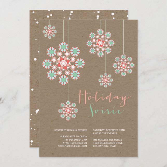 Hanging Ornaments Chic Holiday Soiree Party Invite (Front/Back)