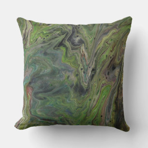 Hanging Out Deep Green Abstract Accent Pillow
