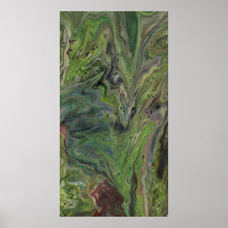 Hanging Out Deep Green Abstract Art Print