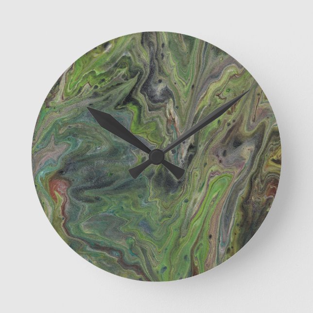 Hanging Out Deep Green Abstract Wall Clock (Front)