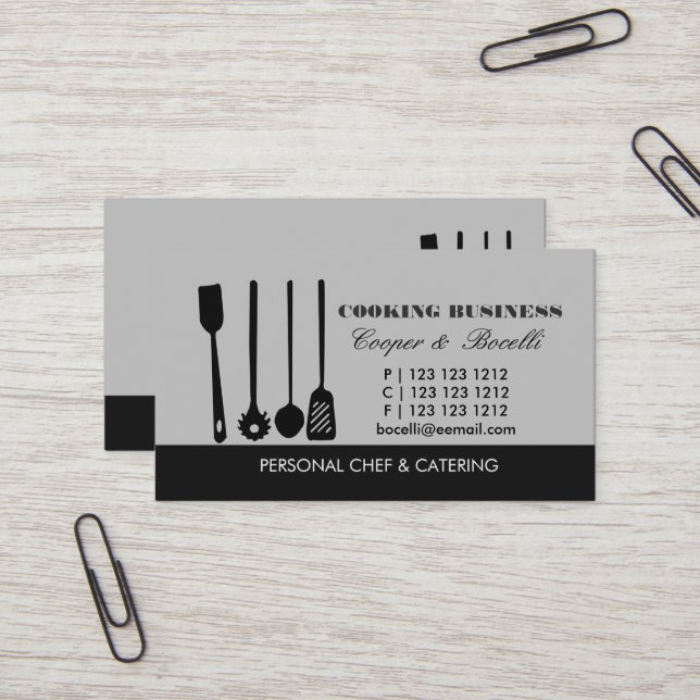 Hanging Out Pasta Crooked Spatula, Spoon  Utensils Business Card (Front/Back In Situ)