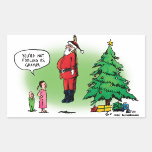 Hanging Out Santa Twisted Cartoon Rectangular Sticker