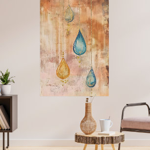 Hanging pendants in an artistic style reminiscent poster