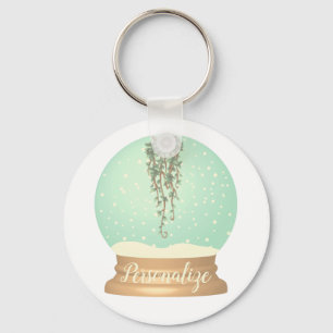 Hanging plant snow globe keychain