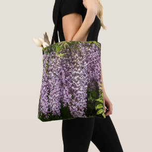 Hanging Purple Wisteria Floral Tote Bag