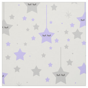 Hanging Sleepy Eyes Stars Purple Grey Fabric