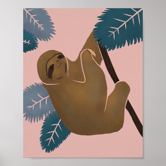 Hanging Sloth Art Print Poster (Front)
