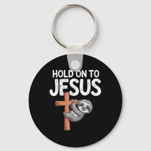 Hanging Sloth Hold On To Jesus Christian God Men W Key Ring